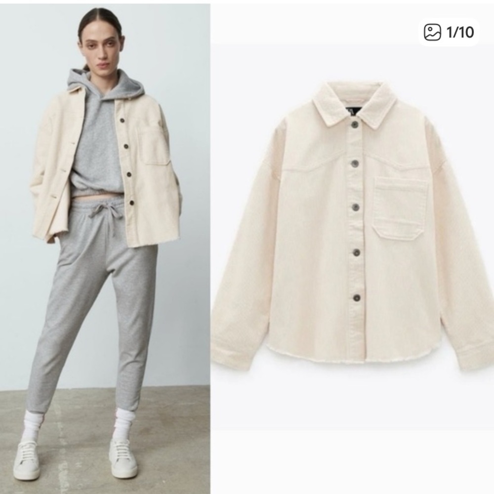 COPY Zara Softest Corduroy Oversized Shirt Jean Jacket Bloggers M
